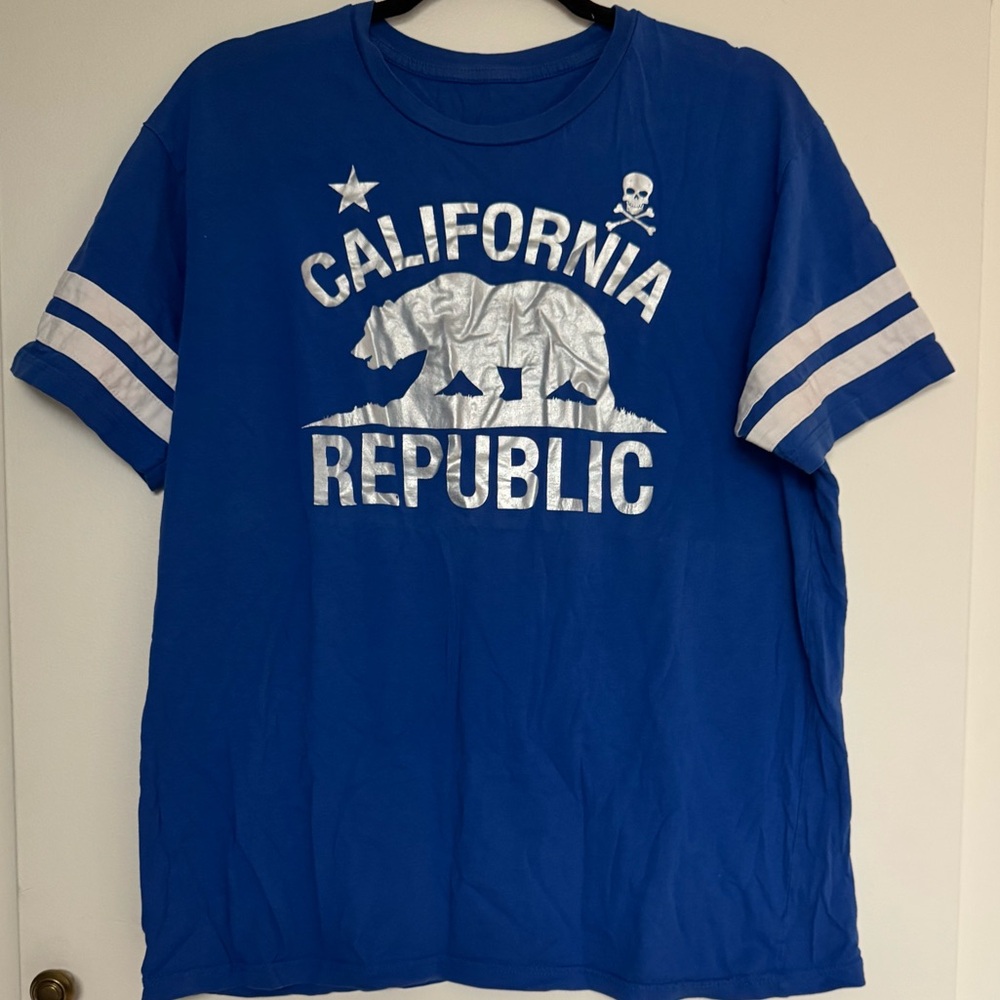 California Republic Shirt Blue Bear Stars Large T-shirt